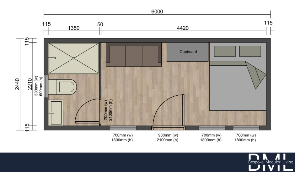 Moduflex 6m x 2.4m - Bathroom