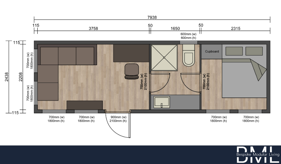 Moduflex 8m x 2.4m Bathroom